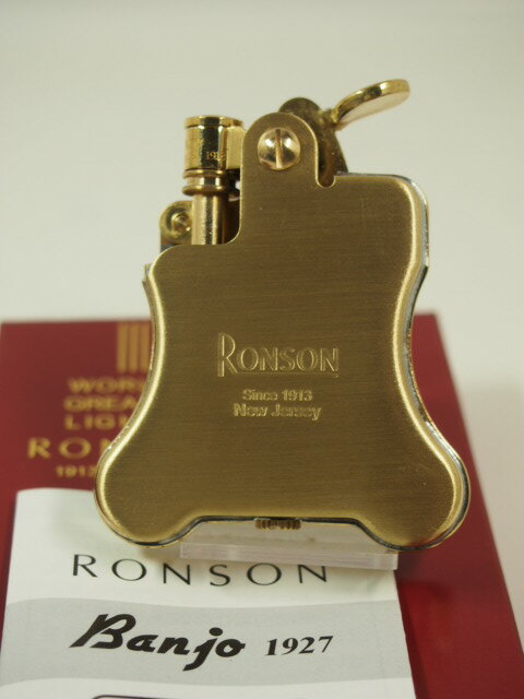 ロンソンライター： RONSON ロンソン バンジョー Banjo 『 フリントオイルライター 』 R01-1031 ブラスサテン 《金色》 Flint Oil Lighter ♪レトロ♪ 送料無料   父の日 フリント オイル ライター ダルマヤ プレゼント ラッピング