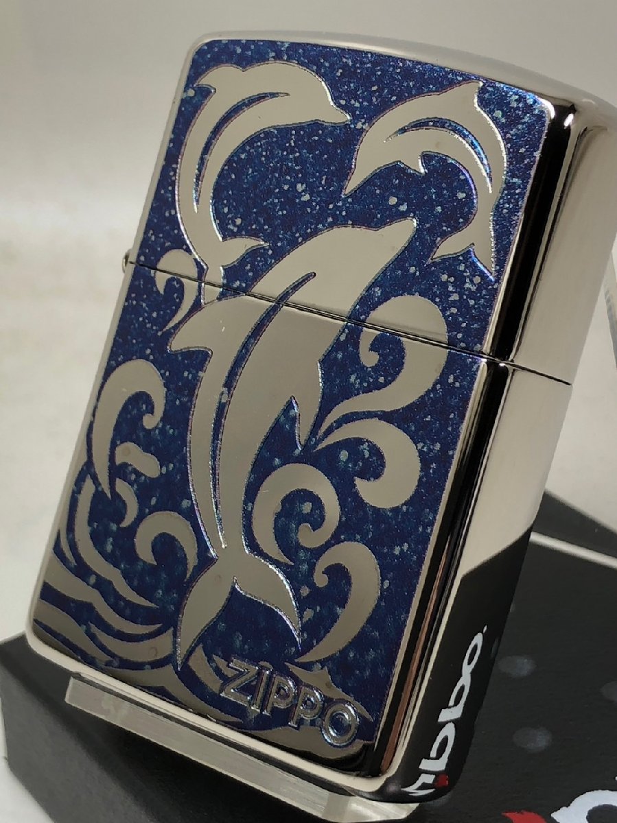 ジッポーライター: Zippo アーマー イルカ // アニマル 動物柄 // ドルフィン 《シルバー/ブルー》 青銀 エポ A レギュラー ☆綺麗!!☆ 【楽...