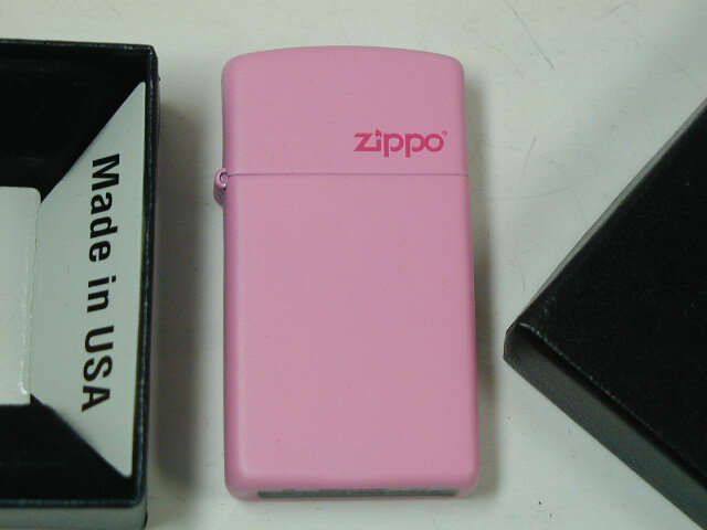 ジッポーライター： Zippo ピンクマット  スリム #1638ZL 『ロゴあり』 桃色 ピンク マット ☆カワイイ!!☆       