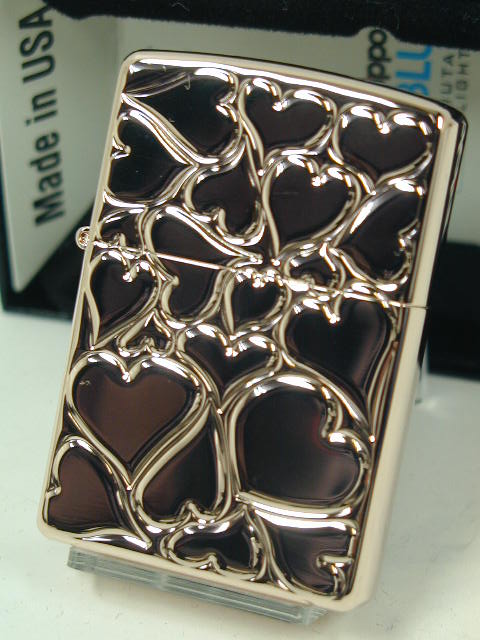 ジッポーライター: Zippo Fill Love //ハート はーと Heart// 溢れんばかりのハートだよ!! ラブ 《愛 愛 愛》 ピンク ゴールド 金...