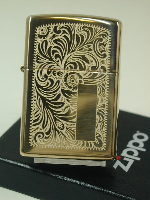 ジッポーライター： Zippo Venetian //ベネチアン// ブラス 真鍮無垢 #352B ゴールド/金色 ☆レギュラー☆ 【両面加工】 インナーもゴールド!! 352 Zippo社純正品 ★唐草★ 【あす楽対応】 【楽ギ…