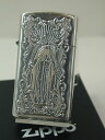 ジッポーライター: Zippo アラベスク 【マリア】 //ディープ エッチング// ◆クロス◆ シルバー 銀燻し 深堀 《両面加工》 【スリム】 ☆綺麗!!☆...