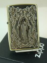 ジッポーライター: Zippo アラベスク 【マリア】 //ディープ エッチング// ◆クロス◆ 真鍮 ブラス燻し 深堀 《両面加工》 【レギュラー】 ☆綺麗!...