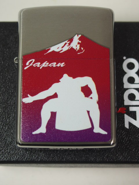 ジッポーライター: 絶版 Zippo 相撲 すもう 大相撲 SUMO GUNBAI しこ 四股 // 赤富士 // #200 レギュラー ブラッシュクローム シ...