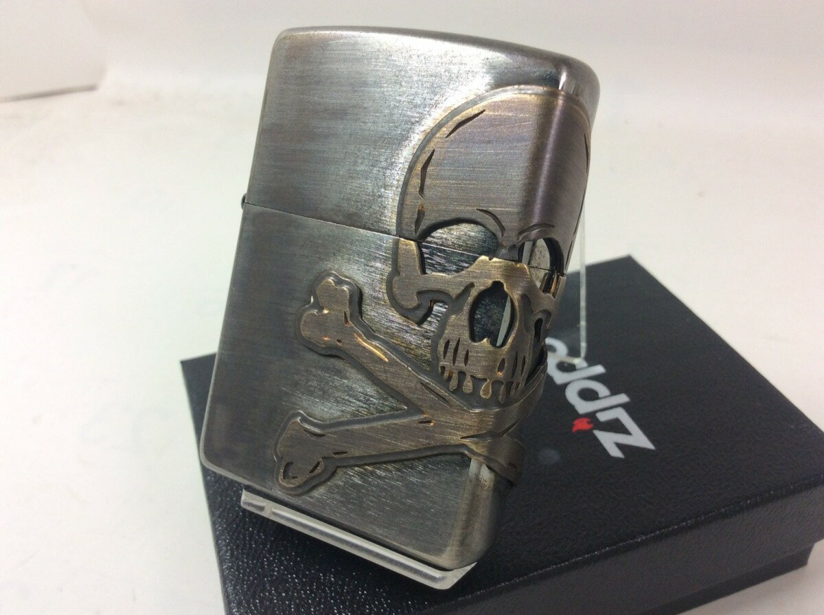 ジッポーライター: Zippo ビッグ スカル メタル // Big Skull Metal // 【3面連続デザイン】 ユーズド仕上げ 2AB-SKULL ド...
