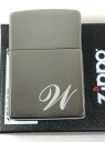 ジッポーライター： Zippo イニシャル 『 W 』 シルバー色 純正 ブラッシュクローム ●ワンポイント● コーナー エッチング彫刻 筆記体 USA加工 ☆オシャレ☆       送料無料 送料込