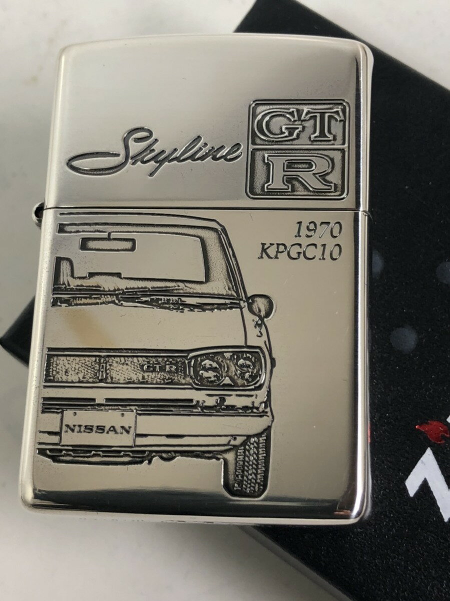 ジッポーライター： 限定 Zippo NISSAN 日産 // GTR ハコスカ スカイライン // KPGC10 ヒストリックカー 車 名車 1970 シルバー エッチング彫刻 両面デザイン ■お洒落■  父の日 母の日 ジッポ ジッポー   送料無料