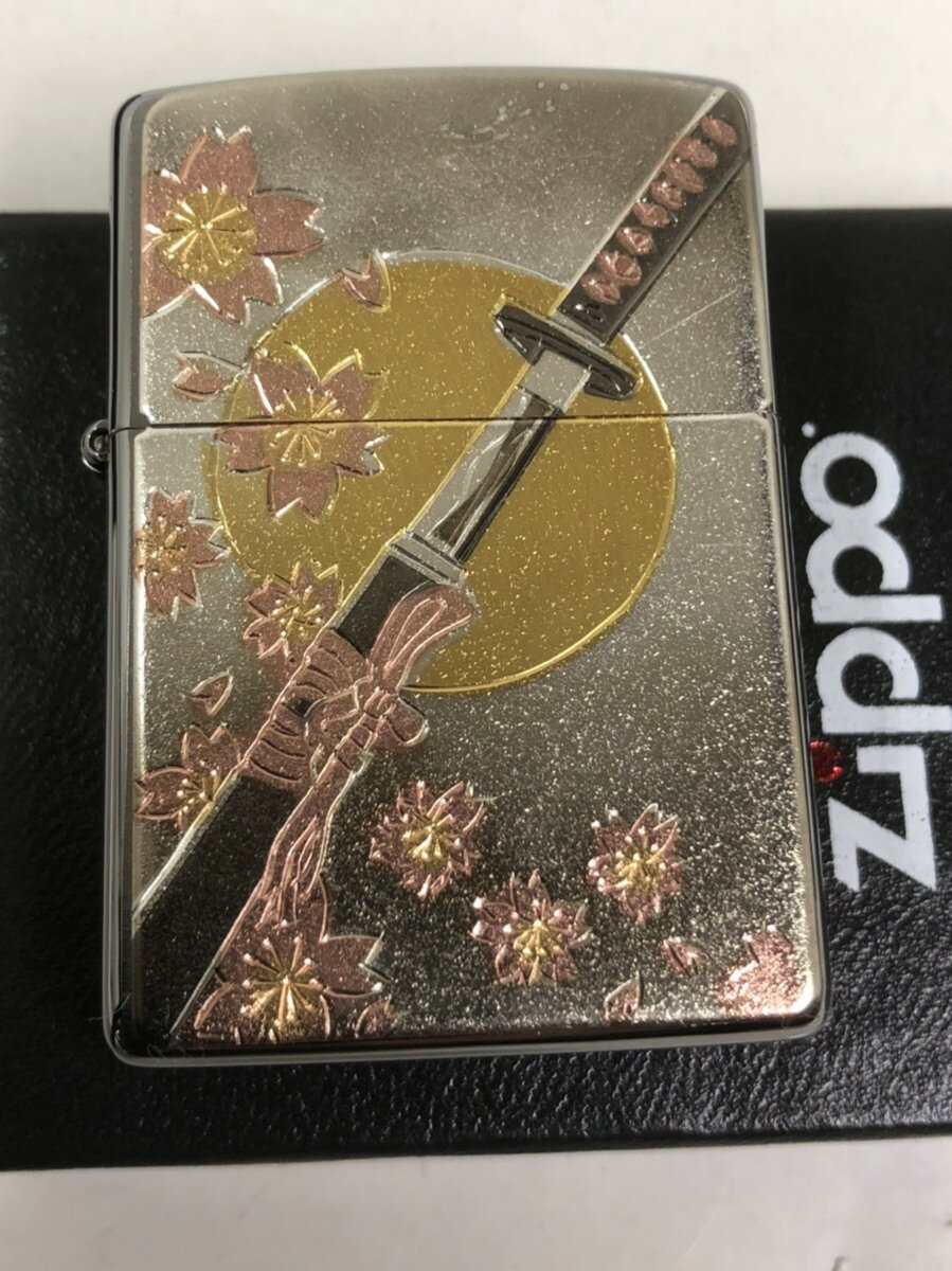 ジッポーライター: Zippo 電鋳板 【 かたな 】 刀 カタナ 200FB デンチュウバン ★ 刀剣 ★ サクラ 桜 さくら KATANA ☆綺麗!!☆ 【...