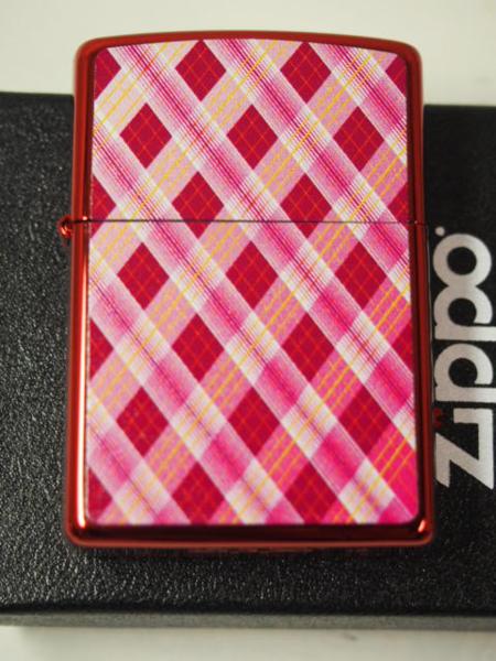 ジッポーライター: 絶版 Zippo チェック //綺麗なCHECK// 赤 チェリー レッド Cherry Plaidness 格子 200 CH-IR 昭和...