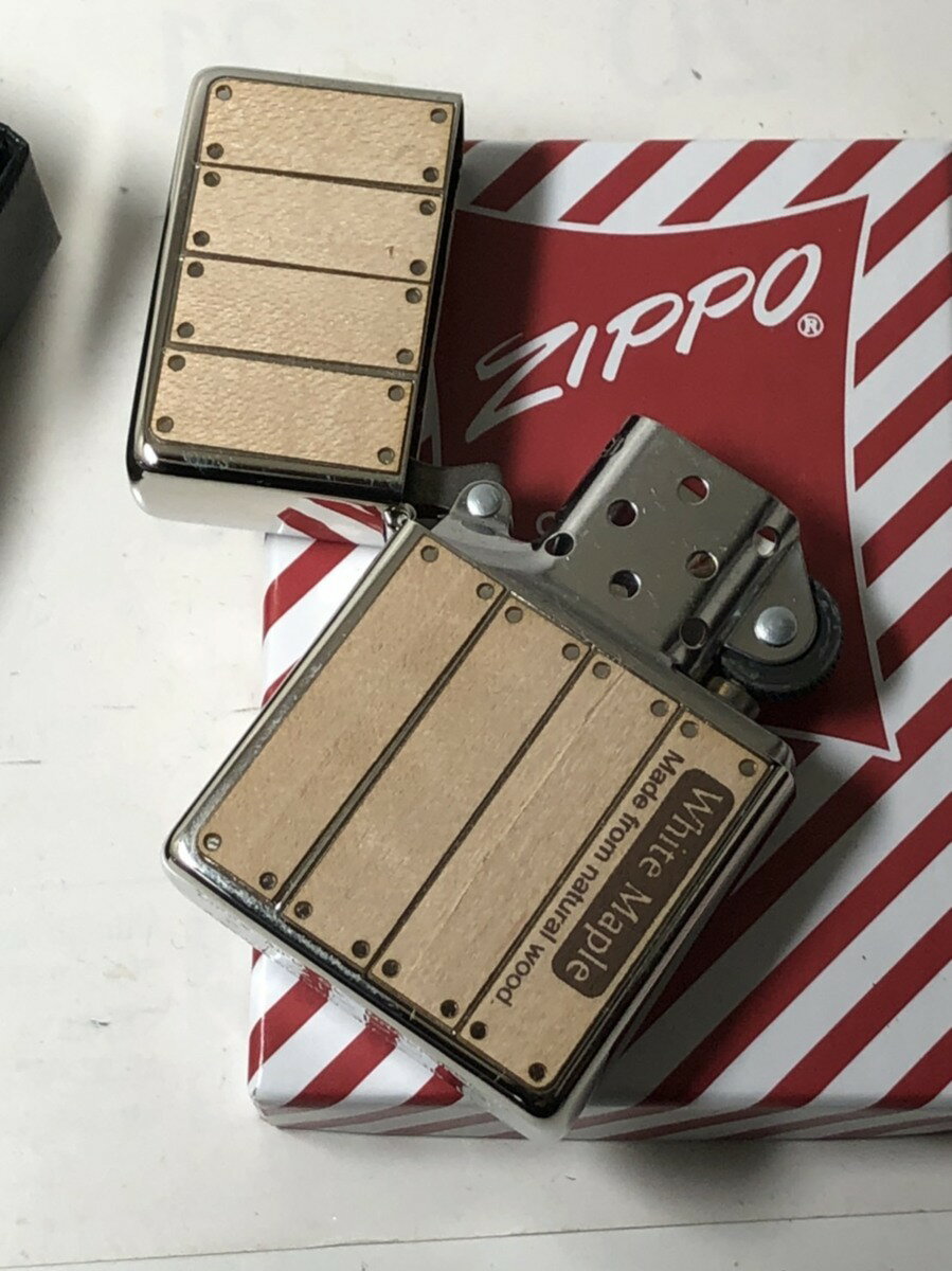 ジッポーライター: 絶版 Zippo Wood ウッドコンテナ // ホワイト メイプル // 木張り シルバー 銀 #230-SV フラットトップ ☆綺麗!!...