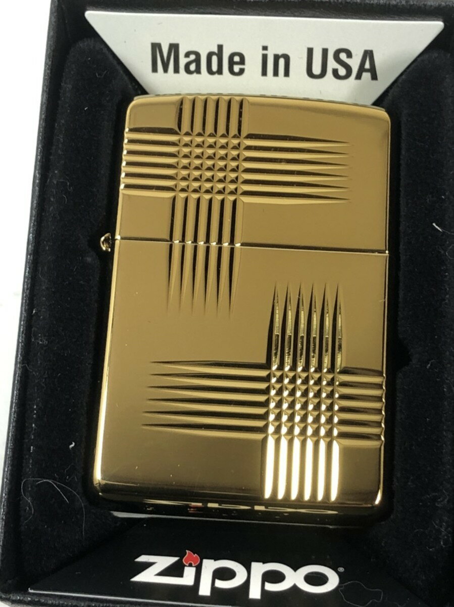 ジッポーライター：絶版 Zippo 金チタン 和柄 // 格子 // 着物 きもの  Old Japan Crassic チタン ゴールド #200 《レギュラー》 刷毛目 十字絣 Japanese ■豪華■      