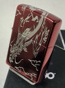 ジッポーライター: 絶版 Zippo レッド ドラゴン 3面デザイン Japanesque エッチング 銀さし 【イオンレッド&シルバー】 龍 竜 リュウ りゅ...