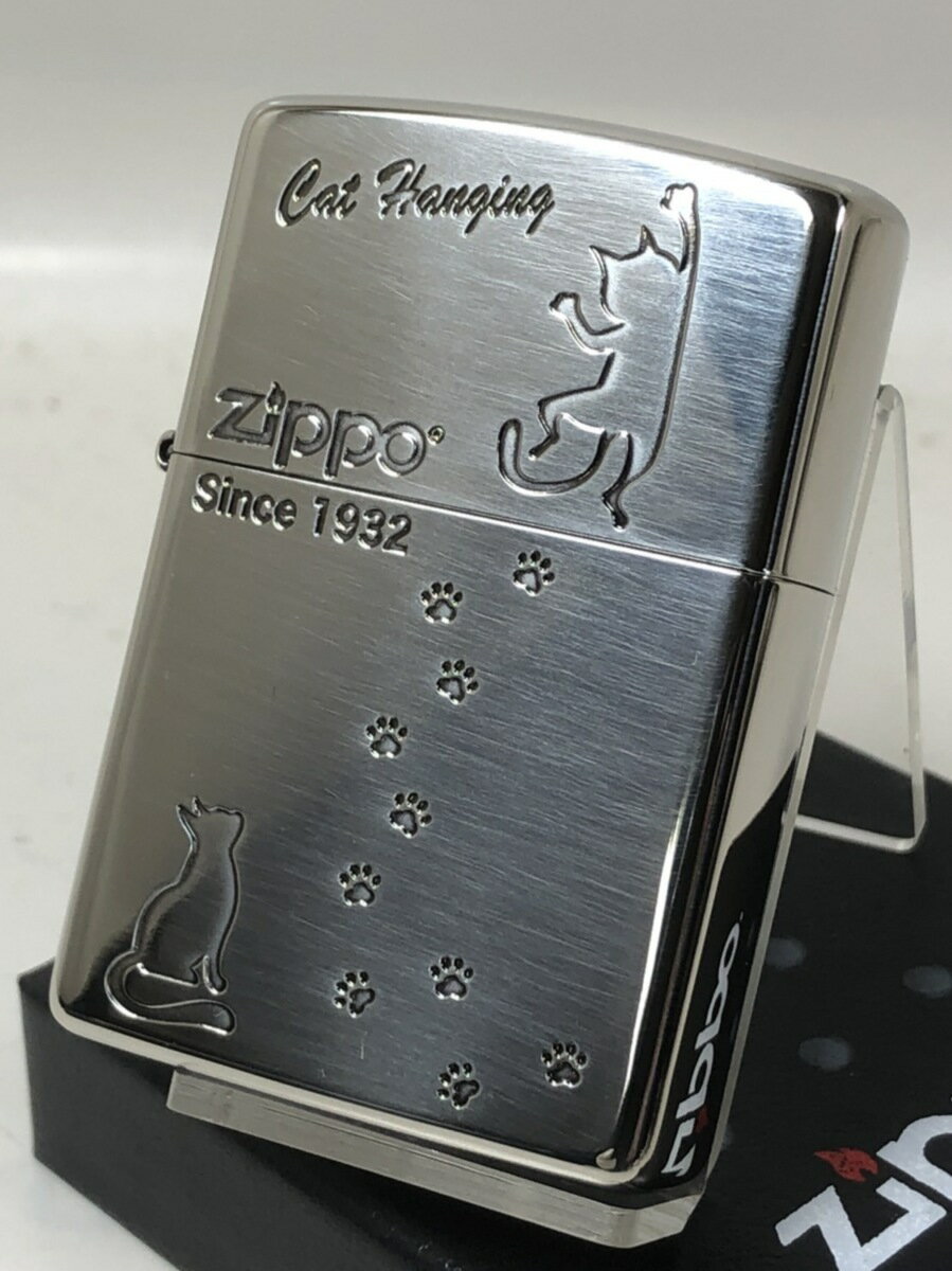 楽天Zippo Shop DARUMAYA：ダルマヤジッポーライター： Zippo Cat ネコ キャット // ニッケル シルバー // 銀色 #2NI-CATHANG2 猫 ねこ レギュラー 肉球 しっぽ ペア ☆カワイイ!!☆ 【楽ギフ_包装】 母の日 父の日 【ジッポ】 【ジッポー】 【ライター】 【ダルマヤ】 送料無料 送料込