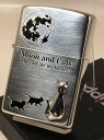 楽天Zippo Shop DARUMAYA：ダルマヤジッポーライター： NEW Zippo Cat ネコ // ムーン＆キャット // シルバー #2SIM-MOONCAT 猫 ねこ レギュラー 肉球 しっぽ メタル張り エッチング ☆カワイイ!!☆ 【楽ギフ_包装】 母の日 父の日 ジッポ ジッポー 【ライター】 【ダルマヤ】 送料無料