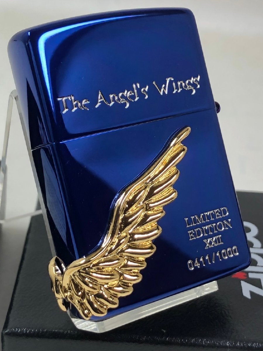 ジッポーライター: 限定 Zippo ANGELS WINGS エンジェル ウィング サイド メタル イオン ブルー&ゴールドメタル 《レギュラー》 青金 PA...