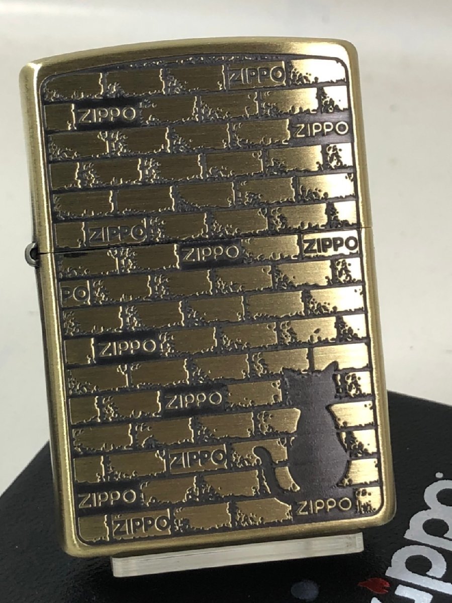 ジッポーライター: Zippo BRICK CAT ねこ // ブリック キャット // レンガ&ネコ ジッポーロゴ モノグラム【両面加工】 エッチング 彫刻 ...