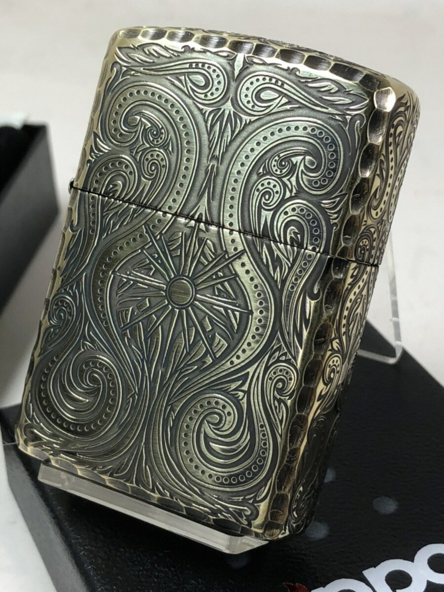 ジッポーライター: Zippo アーマー アラベスク 彫刻 【5面加工】 サイドリューター ブラス 真鍮燻し 唐草 Armor 5LA-BS ★ゴージャス!!★...