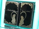 ジッポーライター: Zippo ラブ キャット 【ペア】 2個セット //ハート合わせ柄// ネコ ねこ 猫 cat ブラック&シルバー 黒銀 ★Love★ LS-BN ◇カワイイ!!◇ 送料無料 【楽ギフ_包装】 【ジッポ】 【ジッポー】 【ライター】 【ダルマヤ】 送料込