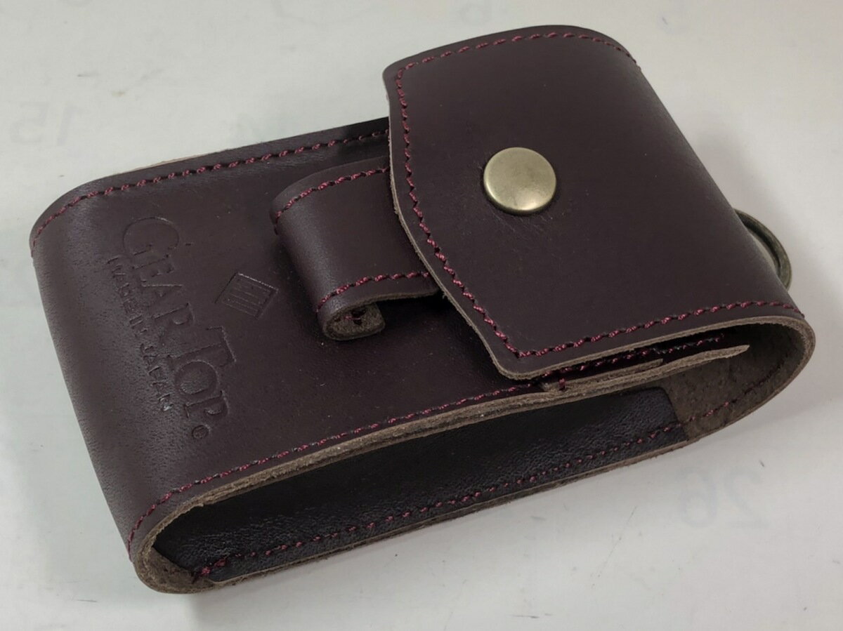 GEAR TOP 革製 《レザー》 シガレットケース 【 ライター & タバコ 】 本革 タバコケース ワインレッド 茶 GT-303 ギアトップ 革ケース ★...