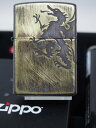 ジッポーライター:絶版 Zippo Doragon 2面連続加工 ドラゴン 龍 竜 りゅう ブラス ユーズド加工 ☆アンティーク☆ 真鍮 ゴールド 2UDB-C...