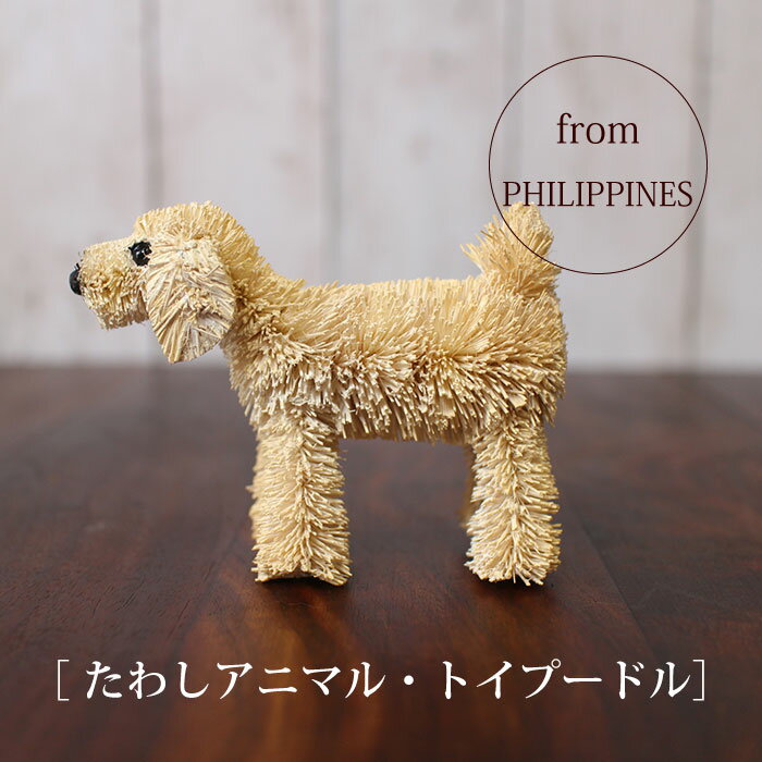 Rakuten - たわし アニマル 犬 オブジェ 飾り おしゃれ かわいい 小さい 動物 ヤシ エスニック【 たわしアニマル（トイプードル）】インテリア雑貨 リビング雑貨 動物雑貨【あす楽対応】【ラッピング対応】