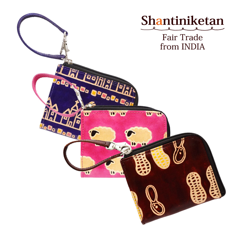 財布 レディース 山羊革【 シャンティニケタン・L字ファスナー財布（7種）】ハンドメイド 本革 コンパクト 小さい フェアトレード アジ..