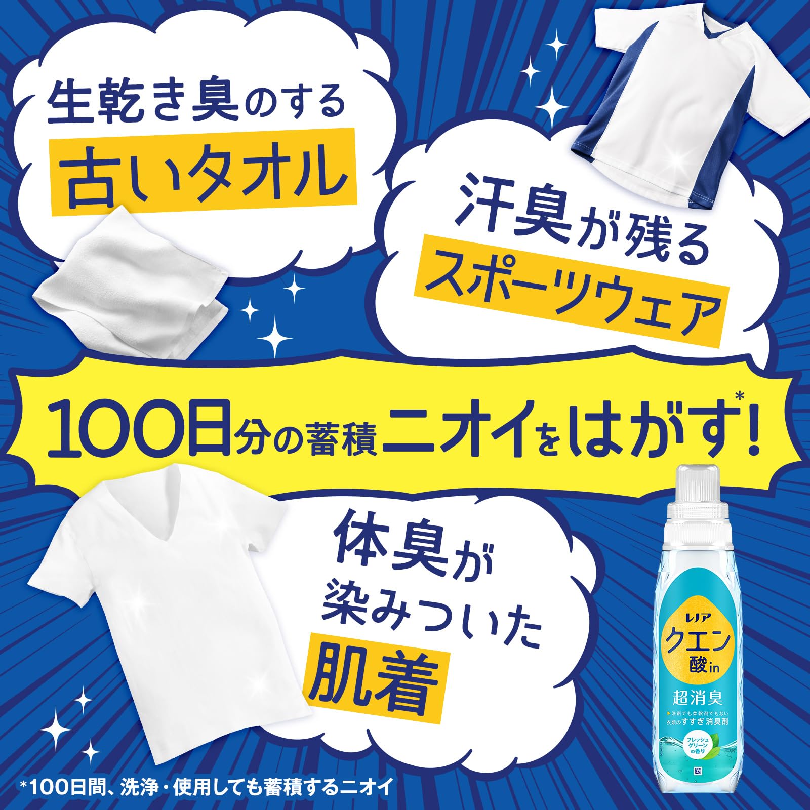 【2個セット】 P&G レノア クエン酸in 超消臭 すすぎ消臭剤 フレッシュグリーン 詰め替え つめかえ用 超特大サイズ 1080mL 3