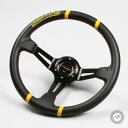 デポレーシング ステアリング ハンドル 35φ ディープコーン 70mm フェイクレザーPVC DRIFTING 赤色クロスステッチ deporacing「DD35P」