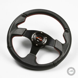 デポレーシング ステアリング ハンドル 32φ Mサイズ フェイクレザー PVC 赤色クロスステッチ deporacing M32P 送料無料 「M32P」