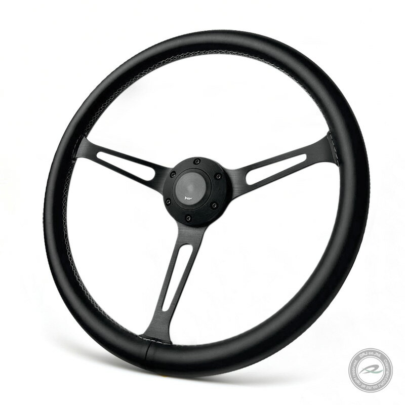 乐天商城 - ステアリング ハンドル 37.5Φ フェイクレザー PVC ホワイトトップ ホワイトクロスステッチ deporacing デポレーシング N375B 送料無料 「N375B」