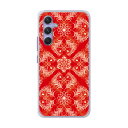 【お買い物マラソン 10%OFFクーポン】 全機種対応 スマホケース Galaxy S24 SC-51E/SCG25 ケース Galaxy SC-53B SC-52B SC-51B SCG10 SCG08 ハードケース スマホカバー シンプル ダマスク柄 レッド