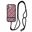 【GW限定 10%OFFクーポン】 iPhone14 ケース 全機種対応 i-coronケース スマホケース スマホショルダー付 iPhone16 15 14 Pro Plus Pro Max 13 12 11 スマホカバー ショルダー 耐衝撃 チェック ピンク かわいい(2)