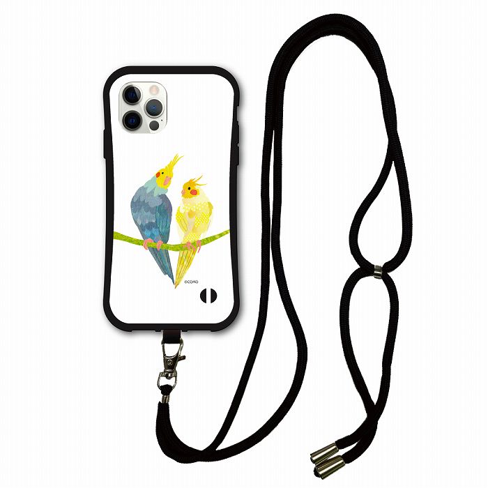 Rakuten - 【お買い物マラソン 大特価セール】 スマホショルダー付 アニマル柄 動物 iPhone15 i-coronケース iPhone16 15 14 Plus 13 12 11 スマホケース 全機種対応 カバー ショルダーストラップ 肩掛け オカメインコ カップル トリ 鳥