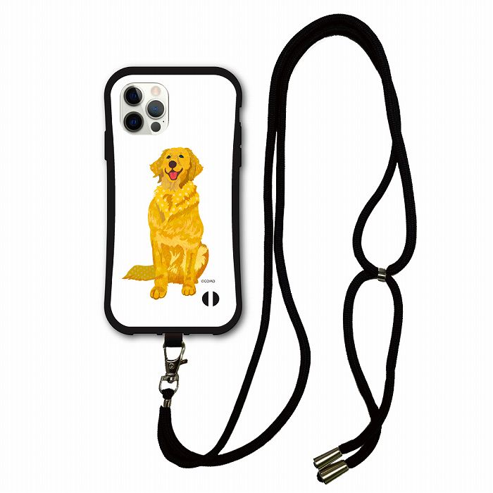 【お買い物マラソン 大特価セール】 スマホショルダー付 アニマル柄 動物 iPhone14 i-coronケース iPhone16 15 14 Pro 13 12 Mini スマホケース 全機種対応 カバー ショルダーストラップ 肩掛け ゴールデンレトリーバー 犬 イヌ