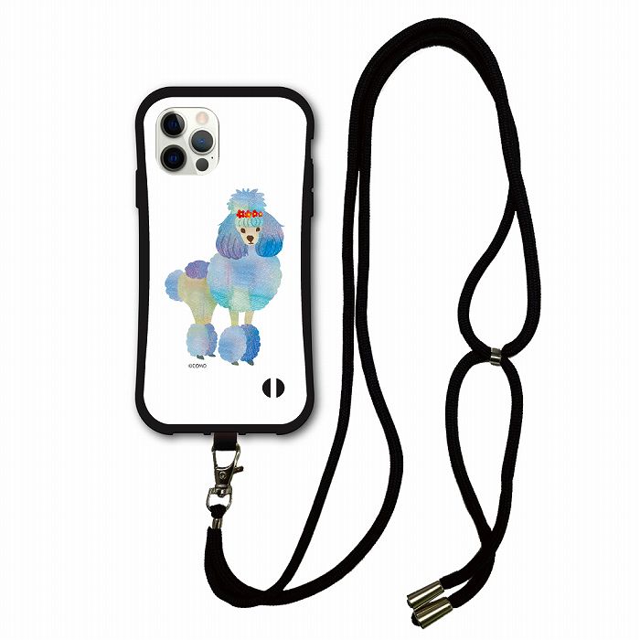【お買い物マラソン 8%OFFクーポン】iPhone15 i-coronケース スマホショルダー付 アニマル柄 動物 アイフォン 14 Plus 14 Pro 12 11 XR XS ショルダーストラップ 斜め掛け スマホケース プードル おしゃれ イヌ 犬 わんちゃんのサムネイル