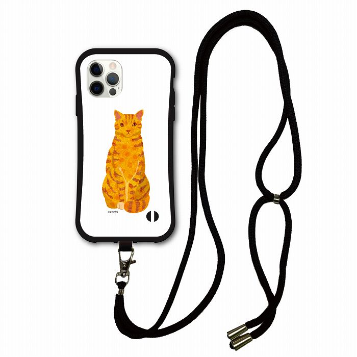 Rakuten - 【お買い物マラソン 大特価セール】 スマホショルダー付 アニマル柄 動物 iPhone14 i-coronケース iPhone16 15 14 Pro 13 12 Mini スマホケース 全機種対応 カバー ショルダーストラップ 肩掛け 茶トラ 正面 猫 ネコ ねこちゃん
