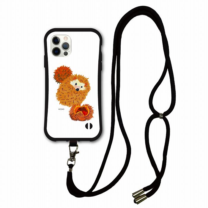 【期間限定 10%OFFクーポン】 スマホショルダー付 アニマル柄 動物 iPhone14 i-coronケース iPhone16 15 14 Pro 13 12 Mini スマホケース 全機種対応 カバー ショルダーストラップ 肩掛け ハリネズミ クリ 栗