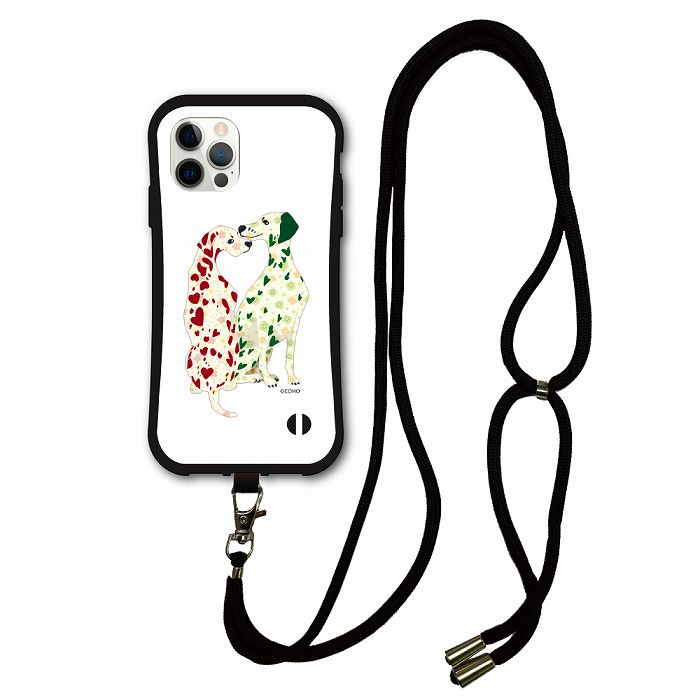 Rakuten - 【10%OFFクーポン】 スマホショルダー付 アニマル柄 動物 iPhone15 i-coronケース iPhone16 15 14 Plus 13 12 11 スマホケース 全機種対応 カバー ショルダーストラップ 肩掛け ダルメシアン カップル