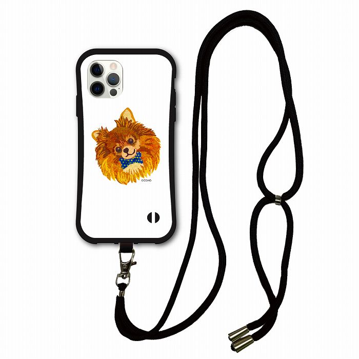 【期間限定 10%OFFクーポン】iPhone15 Plus i-coronケース スマホショルダー付 アニマル柄 動物 アイフォン 14 Pro 13 Mini 12 11 SE 第2世代 スマホケース 全機種対応 ショルダーストラップ 肩掛け ポメラニアン 友好的で活発