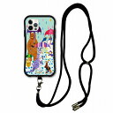 【10%OFFクーポン】iPhone15 i-coronケース スマホショルダー付 アニマル柄 動物 アイフォン 14 Plus 14 Pro 12 11 XR XS ショルダーストラップ 斜め掛け スマホケース 全機種対応 雨と動物たち 傘をさす クマ カンガルー
