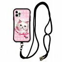 【超ポイントバック祭 10%OFFクーポン】 スマホショルダー付 スカラー iPhone 16e ケース 耐衝撃 i-coronケース iPhone16 15 14 Pro 13 12 Mini スマホケース 全機種対応 スマホカバー scolar 猫 ベビーピンクハートドット scr50286-neck