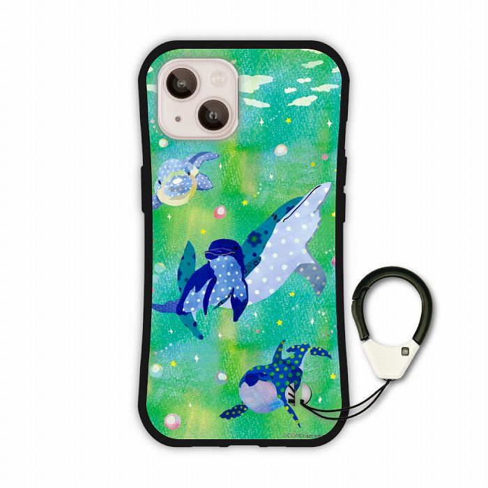 【お買い物マラソン 大特価】 iPhone15 i-coronケース iPhone 14 Pro 13 Pro Max 12 XS XR スマホケース アニマル柄 COMO 動物 アニマル柄 アイフォン XS XR アイホンカバー 背面保護 耐衝撃 イルカ 親子 仲良し グリーンのサムネイル