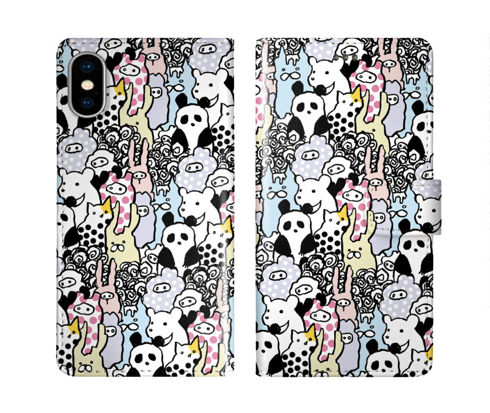 【期間限定 10%OFFクーポン】 スカラー 手帳型 スマホケース iPhone16 ケース iPhone 16e 16 Plus 15 Pro 14 Pro Max 13 Mini スマホカバー 全機種対応 手帳 ScoLar アニマル大集合 パンダ ダイアリー かわいい