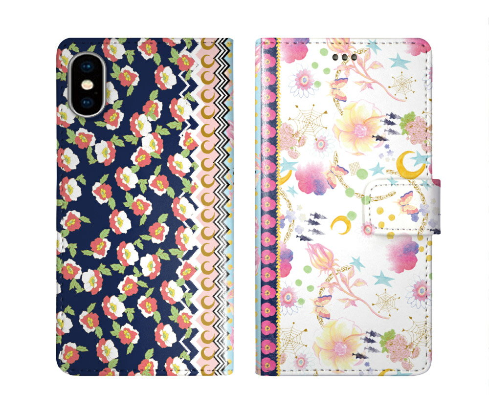 【期間限定 10%OFFクーポン】 スカラー 手帳型 スマホケース iPhone16 ケース iPhone 16e 16 Plus 15 Pro 14 Pro Max 13 Mini スマホカバー 全機種対応 手帳 ScoLar 春らしい配色の花や鳥のメルヘン 総柄 コラージュ