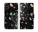 【お買い物マラソン 大特価】 スカラー 手帳型 スマホケース iPhone16 ケース iPhone 16e 16 15 14 13 12 11 SE第3世代 スマホカバー 全機種対応 手帳 ScoLar 宇宙柄 パンダや隠れキャラがいっぱい ブラック 星