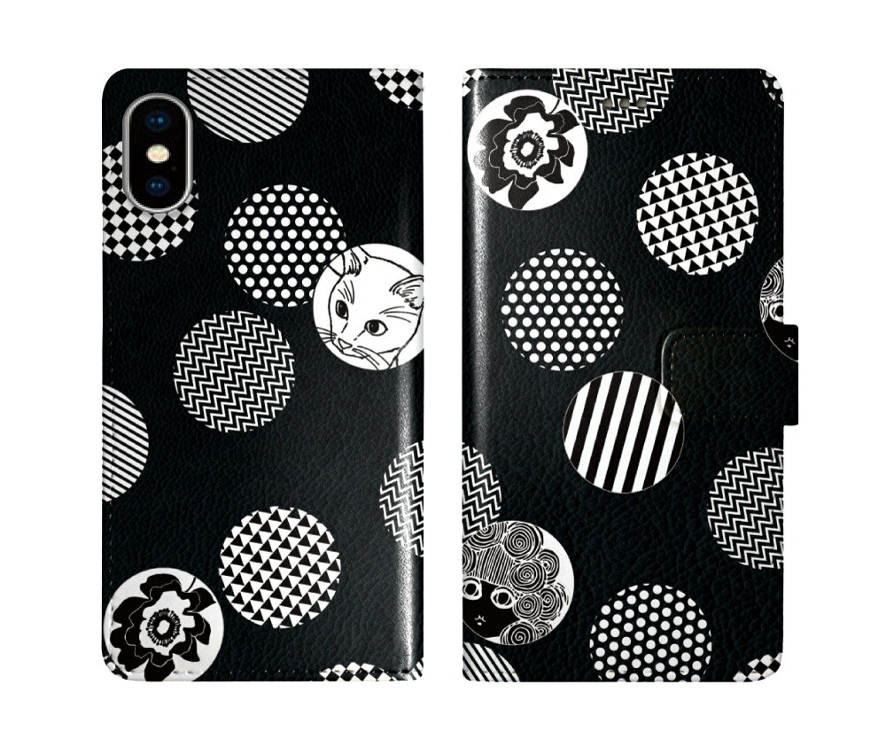 【期間限定 10%OFFクーポン】 スカラー 手帳型 スマホケース iPhone16 ケース iPhone 16e 16 Plus 15 Pro 14 Pro Max 13 Mini スマホカバー 全機種対応 手帳 ScoLar スカラコ ネコ モノクロ パターン柄