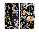 【お買い物マラソン 大特価】 スカラー 手帳型 スマホケース iPhone16 ケース iPhone 16e 16 15 14 13 12 11 SE第3世代 スマホカバー 全機種対応 手帳 ScoLar ブラック フラワー 首飾り パープル