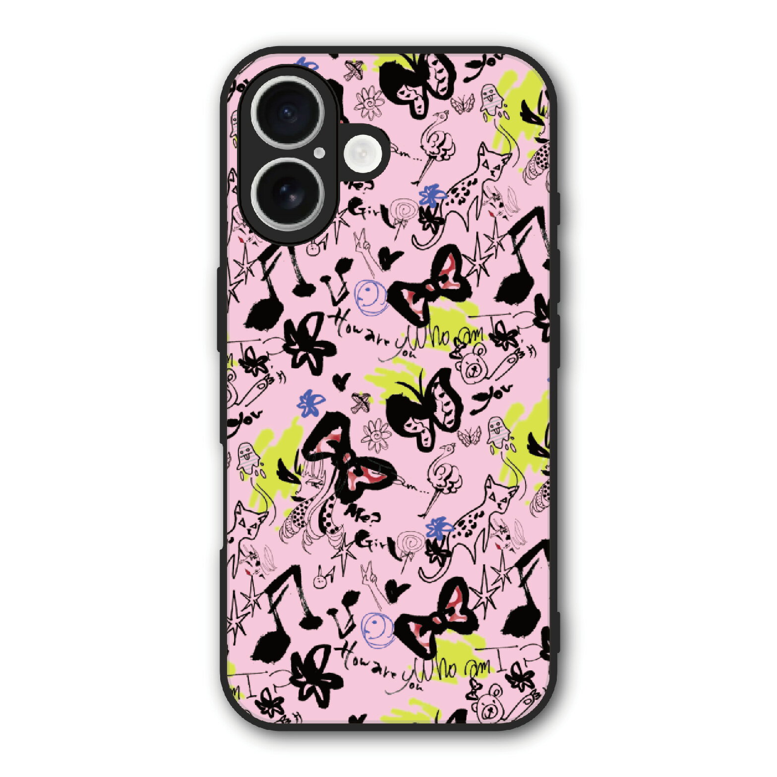 Rakuten - 【お買い物マラソン 割引クーポン有】 ScoLar スカラー iPhone 16e ケース スマホケース Slim case 耐衝撃 iPhone17 16 15 14 13 12 ギャラクシー シャオミ ハードケース スマホカバー ピンク総柄 リボン 蝶 音符 slim-scr50003