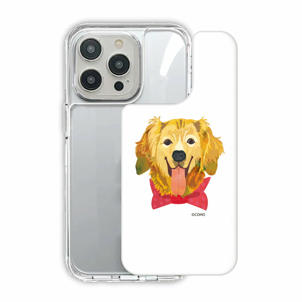 【期間限定 10%OFFクーポン有】 iPhone 17e スマホケース iPhone 16e TPUPCケース 耐衝撃 iPhone17 17Pro 17ProMax iPhone16 15 14 13 ホワイトデザイン スマホカバー COMO アニマル柄 ゴールデンレトリーバー 赤い 蝶ネクタイ