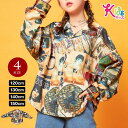 キッズ ダンス衣装 シャツ プリントシャツ 柄シャツ ダンストップス ヒップホップ HIPHOP 子供服 ステージ衣装 ダンスウェア 女の子 男の子 ゆったり カッコいい JCF201F9 ジュニア/キッズ/ 長袖/ロング丈/前ボタン キッズ120-130-140-150  20cp